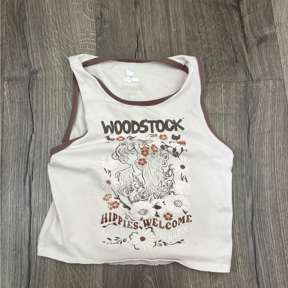 Hybrid & Company Cream and Brown Woodstock Crop Top